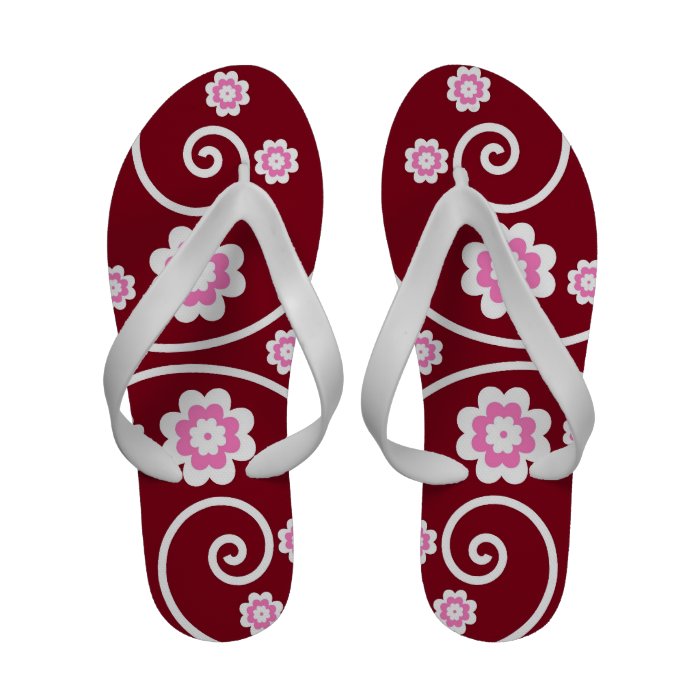 Sweet Red Pink Floral Flip Flop Flip Flops