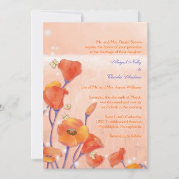Sweet Red Poppy Wedding Invitation by BridalHeaven at Zazzle