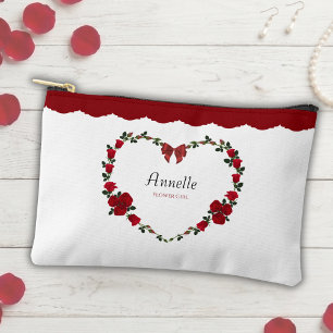 Sweet Red Roses Flower Girl Accessory Pouch