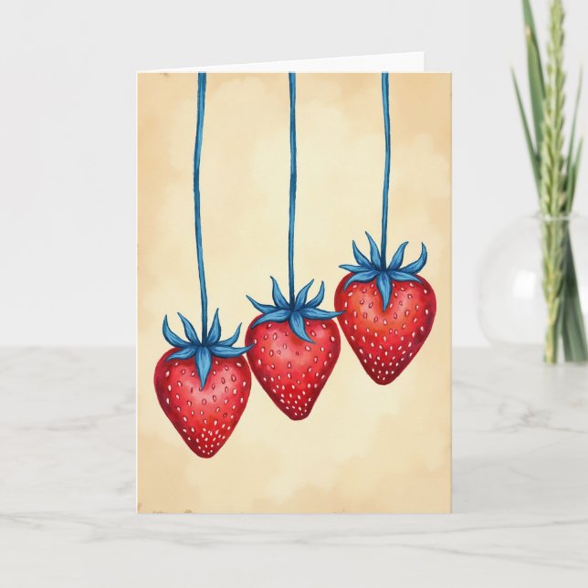 Sweet Red Strawberry Card (Front)