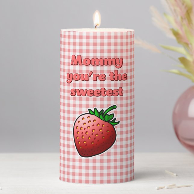 Sweet Red Strawberry Pillar Candle (In Situ)