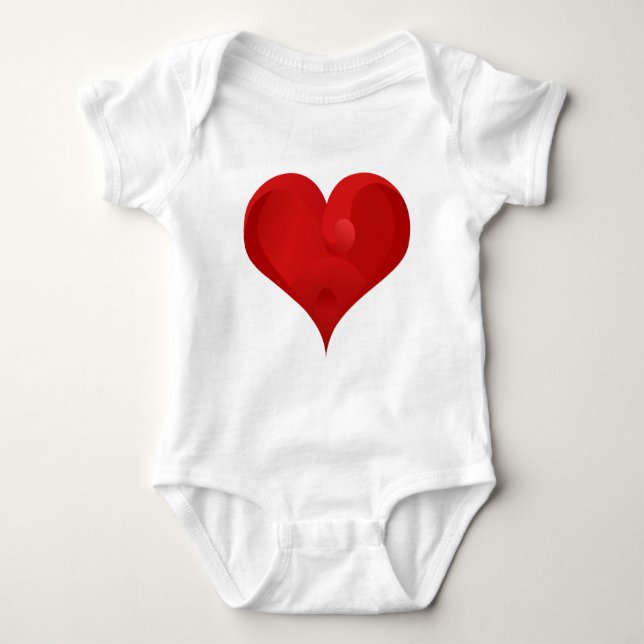 Sweet Red Valentine Love Heart Baby Bodysuit (Front)