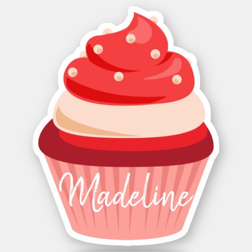 Sweet red velvet cream cupcake sticker