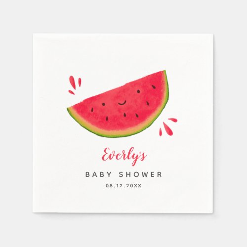 Sweet Red Watermelon Summer Baby Shower Napkins