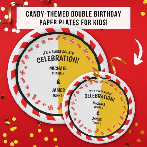 Sweet Red White Candy Theme Birthday Paper Plate
