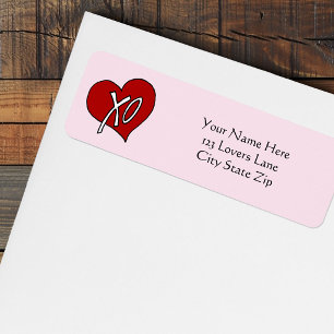 Sweet Red XO Heart Love Hugs Kisses Label