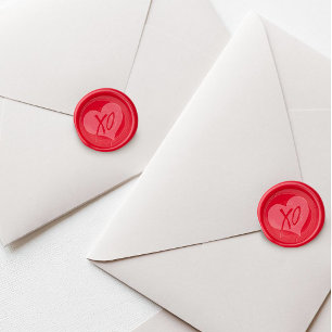 Sweet Red XO Heart Love Hugs Kisses Wax Seal Sticker