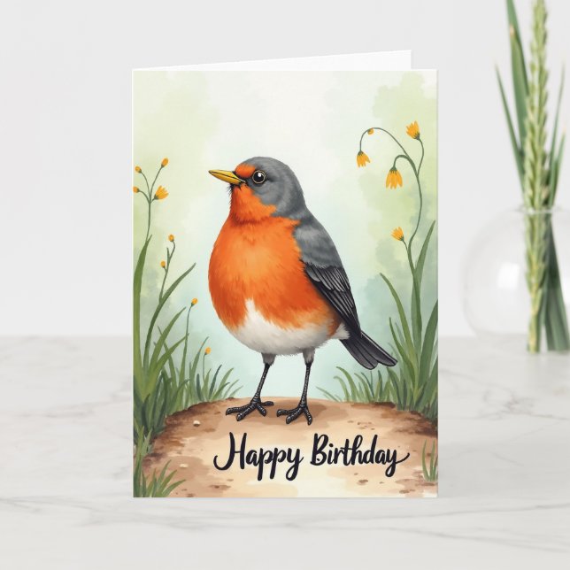 Sweet Redbreast Bird Card (Front)