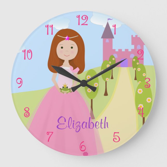 Sweet Redhead Princess Personalized Large Clock (Front)