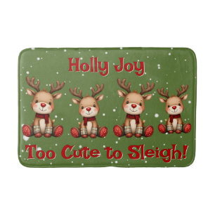 Sweet Reindeer Pair in Holiday Snowfall Bath Mat