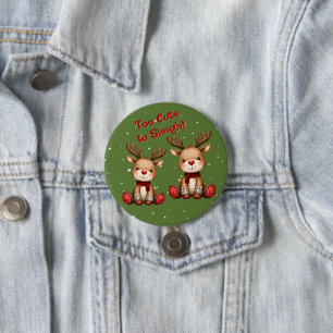 Sweet Reindeer Pair in Holiday Snowfall Button