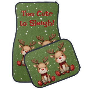 Sweet Reindeer Pair in Holiday Snowfall Car Floor Mat