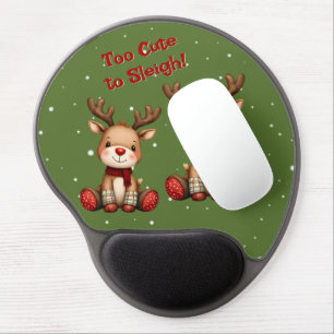 Sweet Reindeer Pair in Holiday Snowfall Gel Mouse Pad