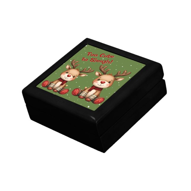 Sweet Reindeer Pair in Holiday Snowfall Gift Box (Side)
