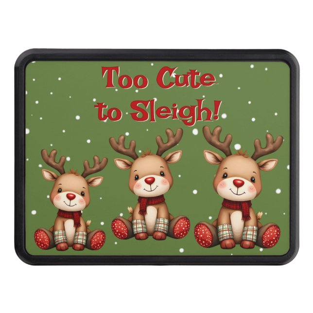 Sweet Reindeer Pair in Holiday Snowfall Hitch Cover (Front)
