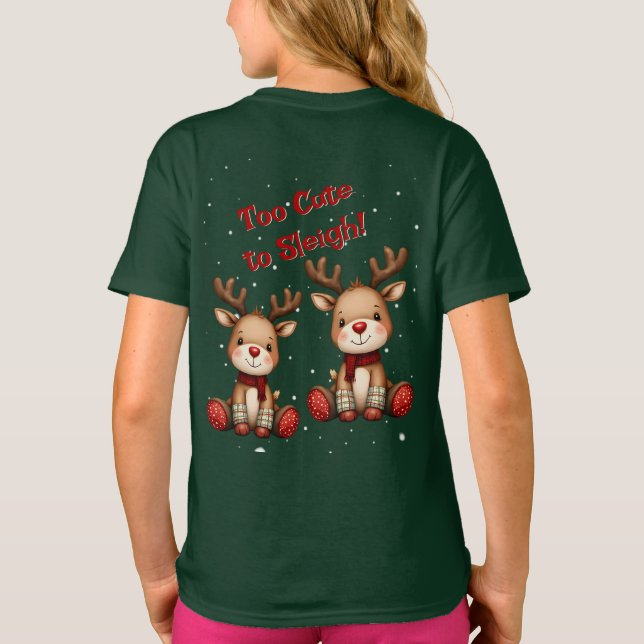 Sweet Reindeer Pair in Holiday Snowfall T-Shirt (Back)