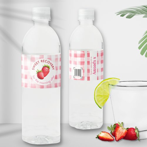 Sweet Relief Hangover Kit Bachelorette Strawberry Water Bottle Label
