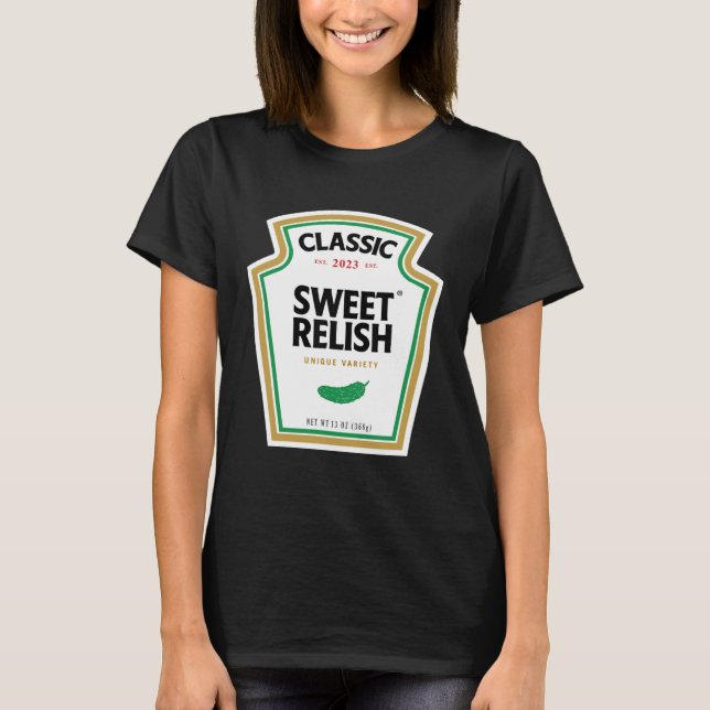 Sweet Relish DIY Halloween Condiment Green Pickle T-Shirt (Front)