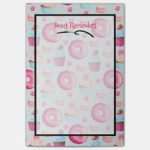 Sweet Reminders Donut Macaron And Cupcake Pattern Post-it Notes