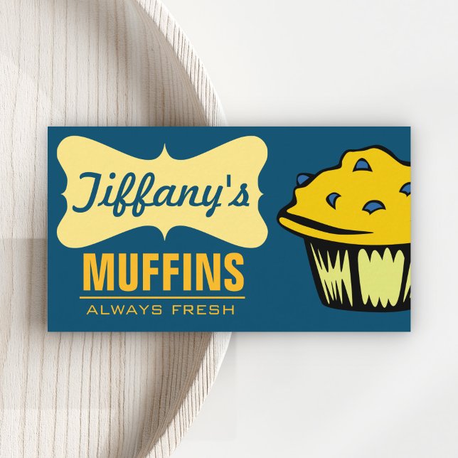 Sweet Retro Cake Shop Cupcake Bakery Muffins Business Card (Creator Uploaded)