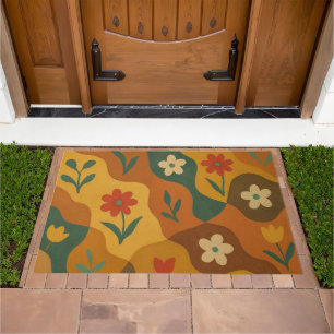 Sweet Retro Country Garden Pattern Doormat