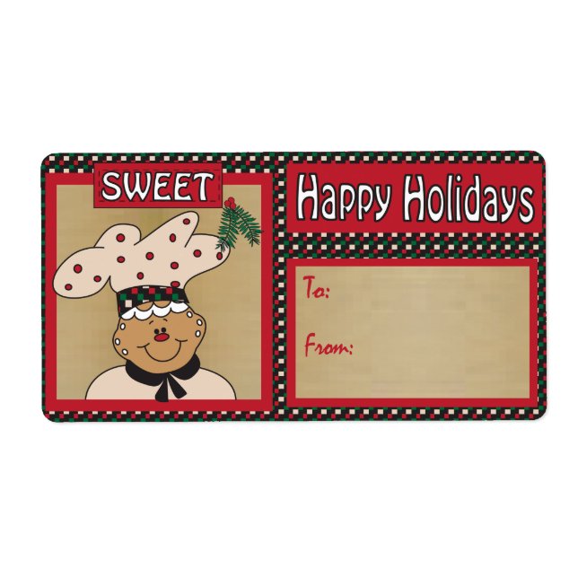 Sweet Retro Gingerbread Guy | Christmas Label (Front)