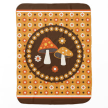 Sweet Retro Mushrooms and Flowers 