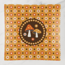 Sweet Retro Mushrooms and Flowers 