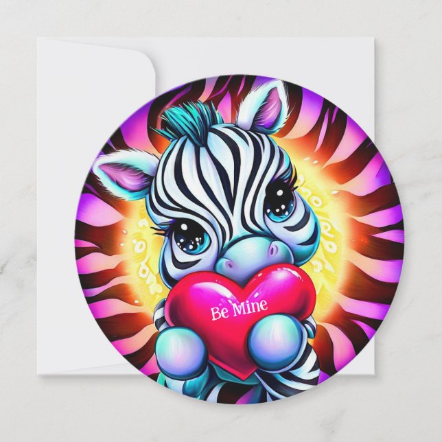 Sweet Retro Zebra Valentine Card (Front)