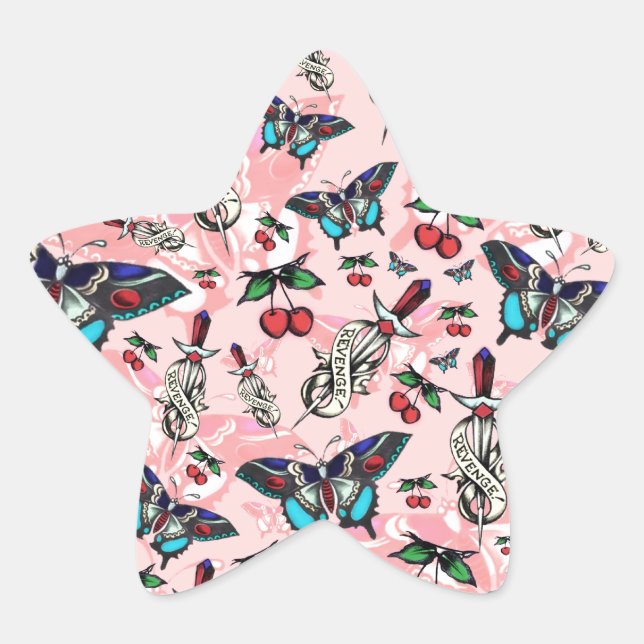 Sweet Revenge, Old school tattoo drawings pattern. Star Sticker (Front)