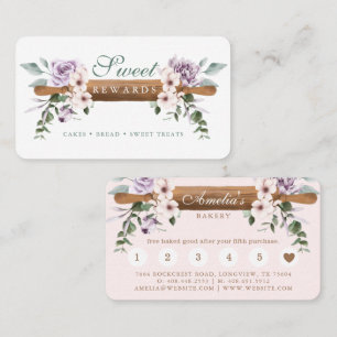 Sweet Rewards Floral Watercolor Bakery Rolling Pin Loyalty Card