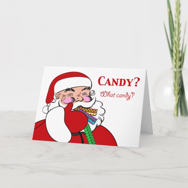 Sweet Ribbon Candy Day December 21 Christmas Santa Holiday Card (Front)
