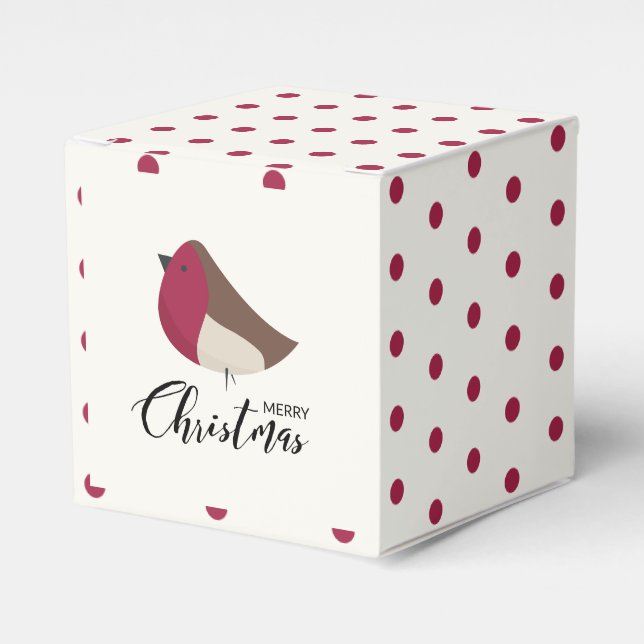 Sweet Robin and Red Bow  Favor Boxes (Front Side)