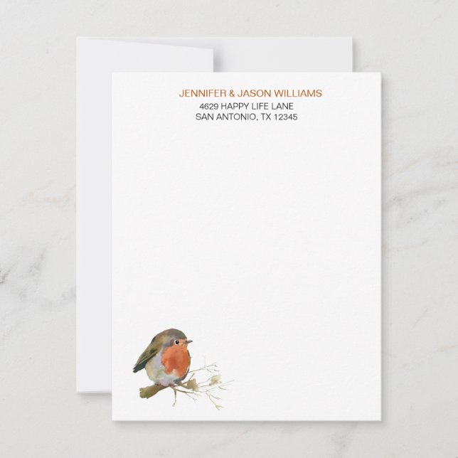 Sweet Robin Bird Nature Lover Stationery Note Card (Front)