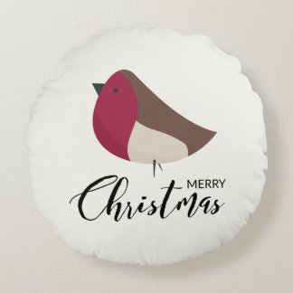 Sweet Robin Redbreast and Bow Throw Pillow