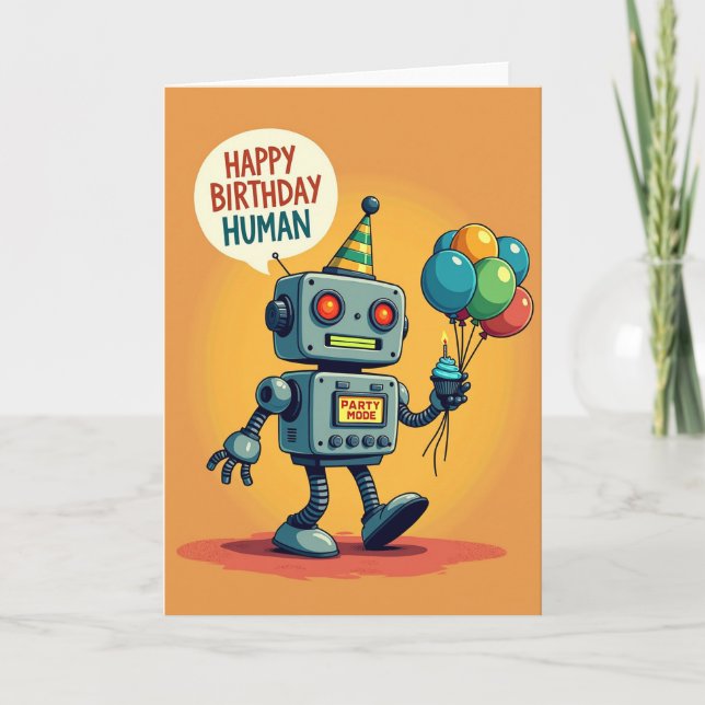 Sweet Robot Birthday Card (Front)