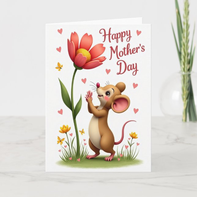 Sweet Rodent Floral Mothers Day Card (Front)