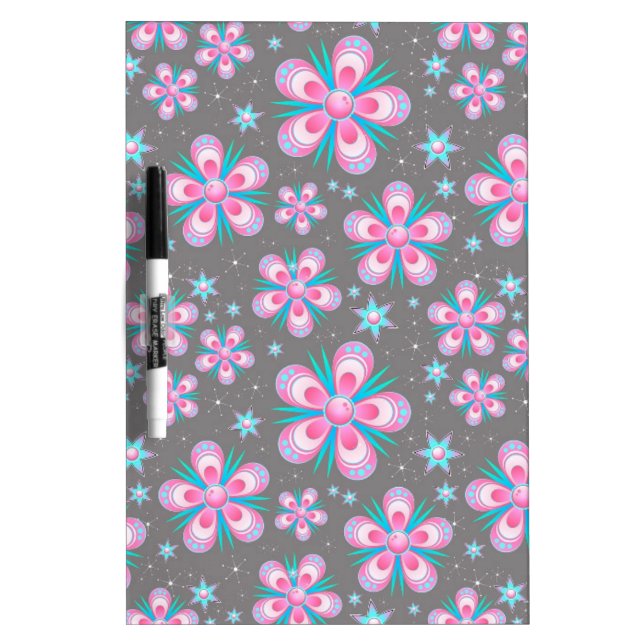 Sweet Romantic  Abstract Pink Flowers Pattern Dry-Erase Board (Front)
