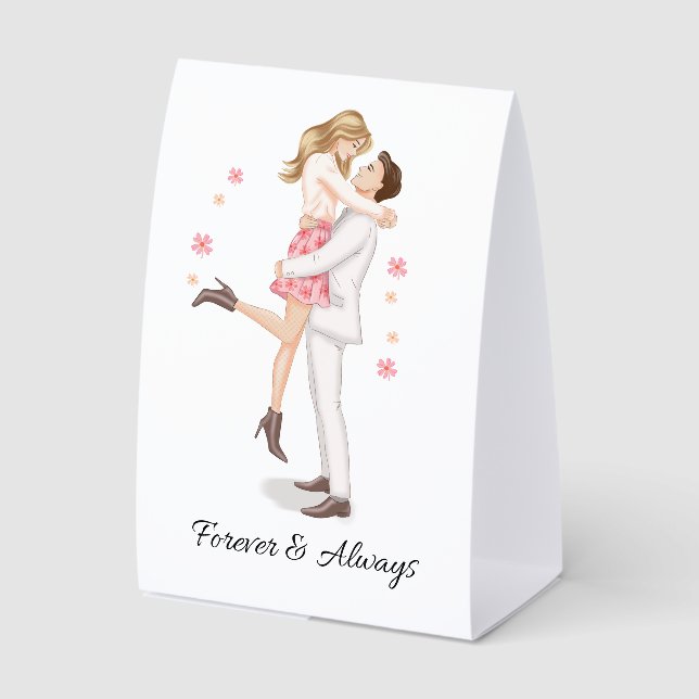 Sweet Romantic Couple Love Postcard Paper Table Tent (Front)