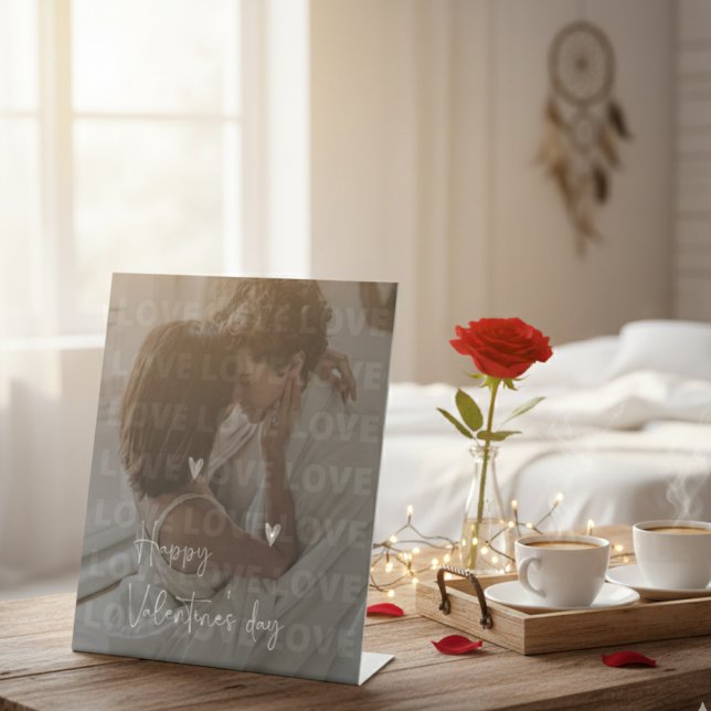 Sweet Romantic Couple Photo Table Display Pedestal Sign (Creator Uploaded)