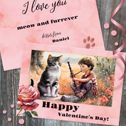 Sweet Romantic Funny Cat Happy Valentines Day Card