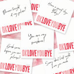 Sweet Romantic Love Notes Red Pink Sticky Notes<br><div class="desc">Add a sweet, personal touch to your notes with this fun, customizable notepad! Featuring the playful phrase "ok love you bye" in bold, alternating red and pink, this notepad is perfect for leaving romantic little reminders. Choose from a variety of colors, backgrounds, and personalize with a name or phrase to...</div>