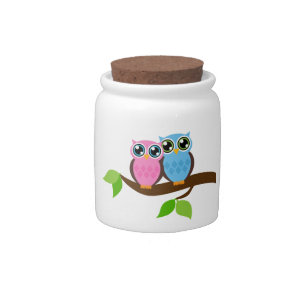 Sweet Romantic Owls Candy Jar