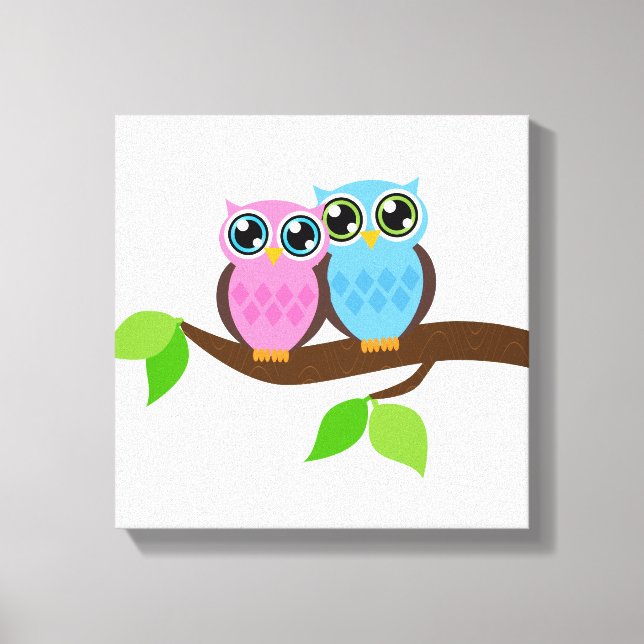 Sweet Romantic Owls Canvas Print (Front)