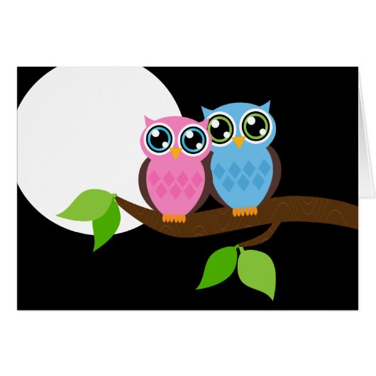 Sweet Romantic Owls Cards (Front Horizontal)