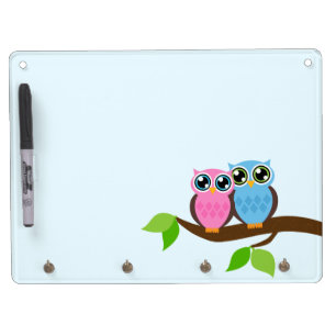 Sweet Romantic Owls Dry Erase Board With Keychain Holder