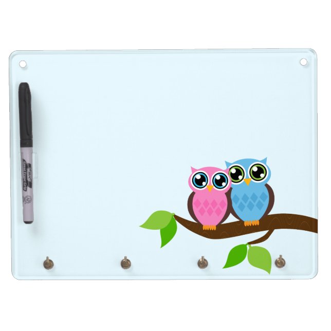 Sweet Romantic Owls Dry Erase Board With Keychain Holder (Front)