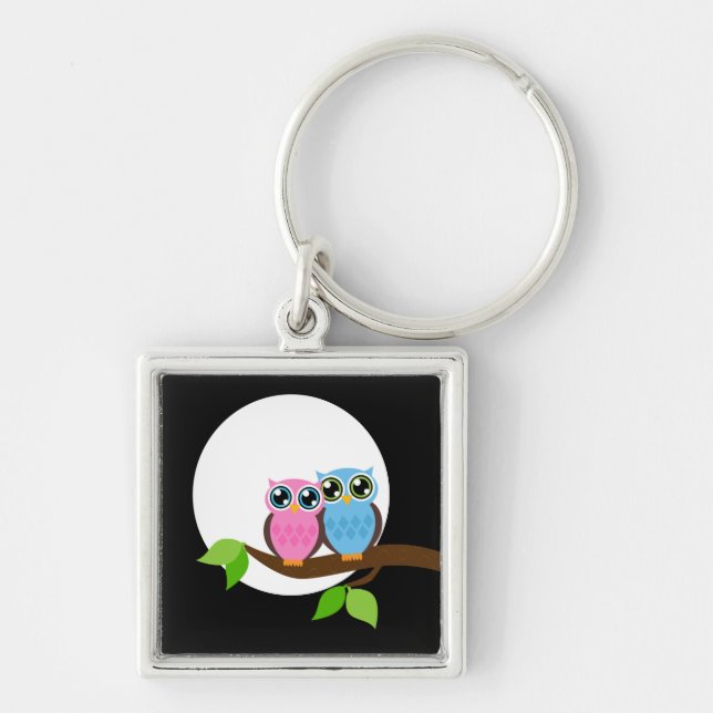 Sweet Romantic Owls Keychain (Front)