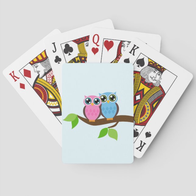 Sweet Romantic Owls Poker Cards (Back)
