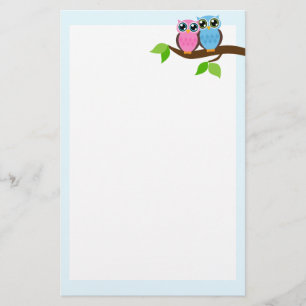 Sweet Romantic Owls Stationery
